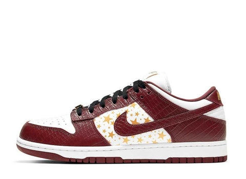 Supreme × Nike SB Dunk Low OG QS Gold Stars "White/Barkroot Brown"  Sneakers Shoes