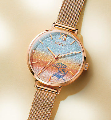 Snoopy Happy Sunset Beach Diamond-studded Sparkling Gradient Watch