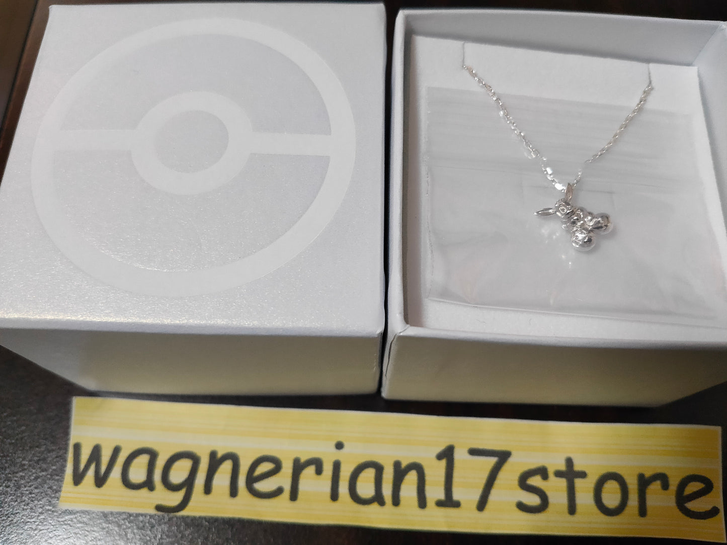 Pokemon Eevee and Poke Ball Model Silver Necklace