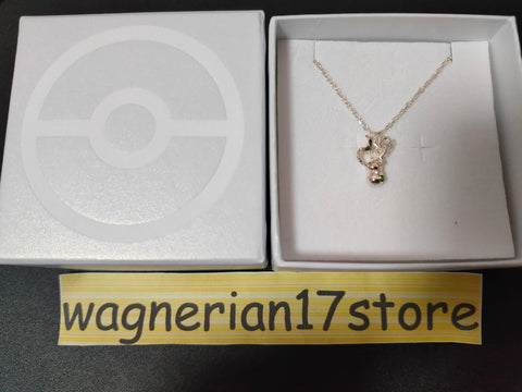 Pokemon Leafeon and Poke Ball Model Silver Necklace