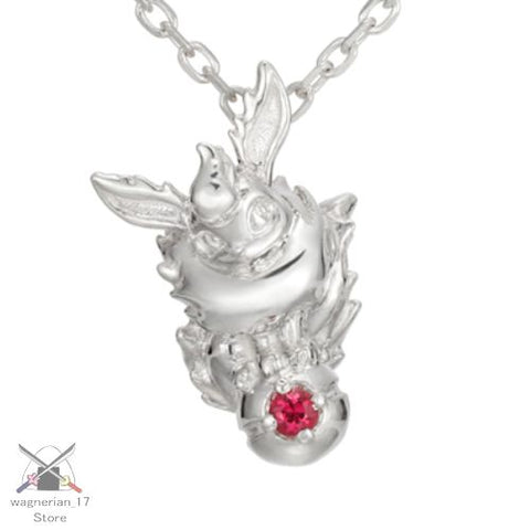 Pokemon Flareon and Poke Ball Model Silver Necklace